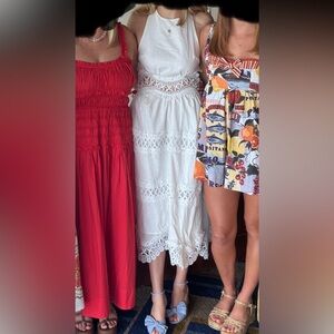 Elegant White Lace Midi Dress